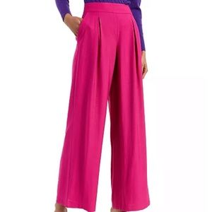 Pleated Wide Leg Pants - Fuschia